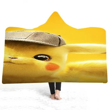 

Pikachu Cartoon Blanket Super Soft Microfiber Custom Fleece Sherpa Blanket to on for the sofa/Bed Wearable Hooded Throw Blanket