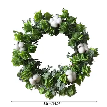 

Artificial Flowers Green Flowered Cotton Wreath Wreath Outdoor for Front Door
