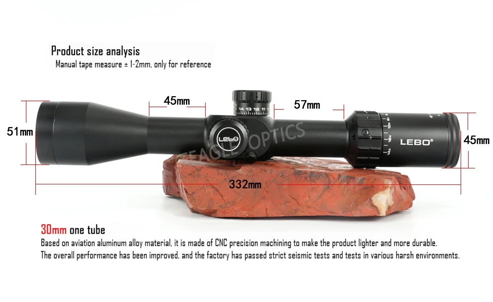 Tactal LEBO 4-14X44FFP охотничий прицел с красной точкой первый фокусный объектив оптики с 11 или 20 мм Крепление черный прицел