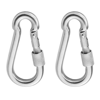 

Compact Functional Design 2Pcs Stainless Steel Key Chain Carabiner Clip Snap Hook Camping Key Ring