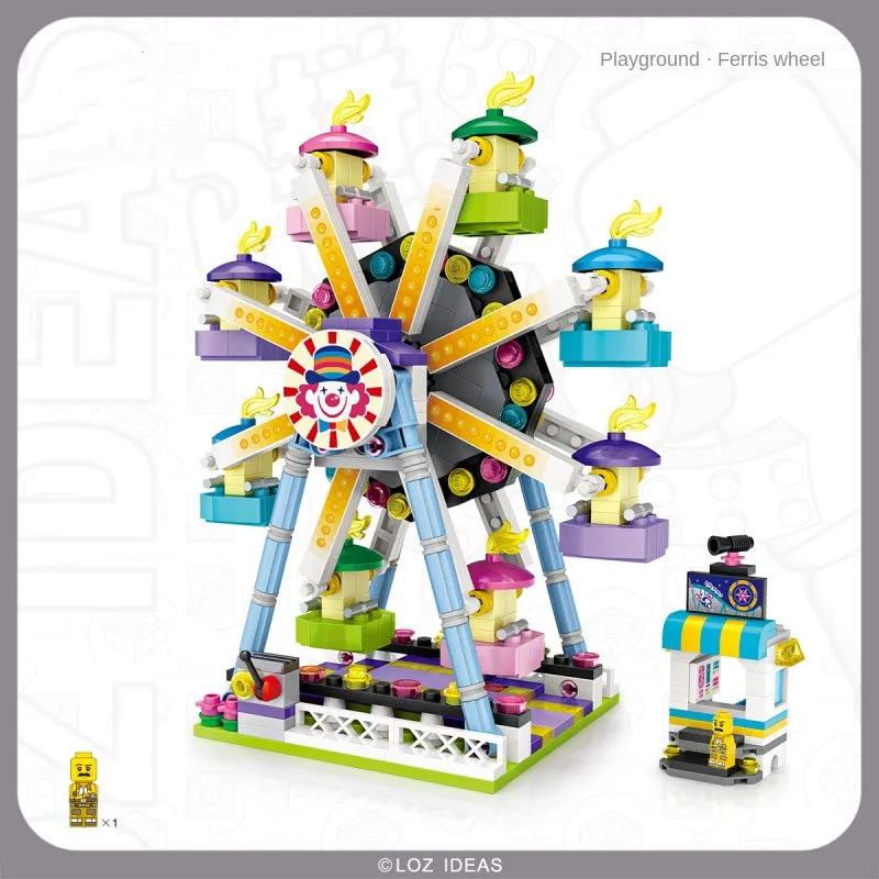 

Mini playground small particle building blocks children's toys Street View Ferris wheel