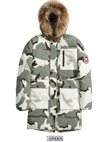 Камуфляжная парка, мужские пальто, зимняя куртка, Мужская утолщенная меховая верхняя одежда с капюшоном, теплое пальто, повседневное длинное Мужское пальто размера плюс 8XL - Цвет: Армейский зеленый