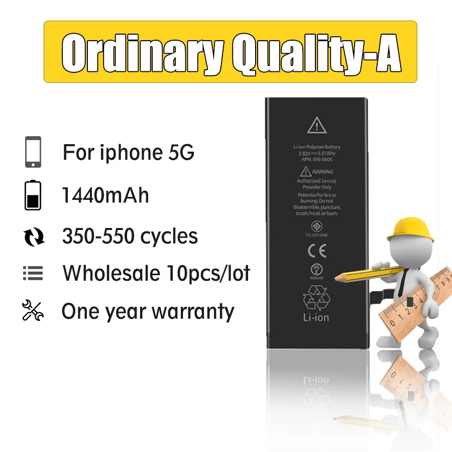 

10pcs Lot Excellent Core Original DaDaXiong Battery For iPhone 5 5G 1440mAh Real Capacity Replacement