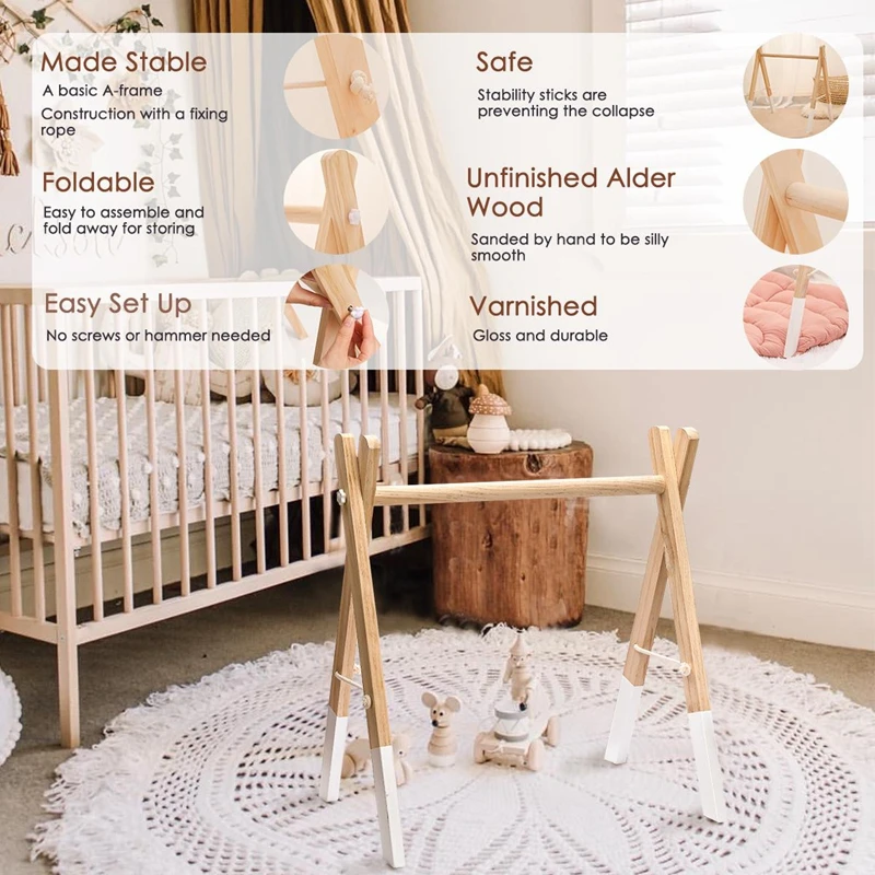 Hochet De Dentition En Bois Mobile Et En Structure Sensorielle Pour Bebe Jouet De Poussette A La Main Pour Jouer En Salle De Sport Accessoires De Soins Infirmiers 1 Ensemble Cadeaux Pour