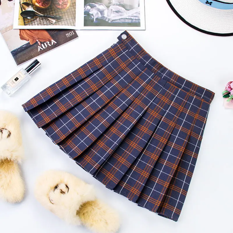Плиссированная юбка для колледжа, Harajuku, консервативный стиль, клетчатая юбка, мини, милая японская школьная форма, Дамская Jupe кавайная юбка Saia Faldas