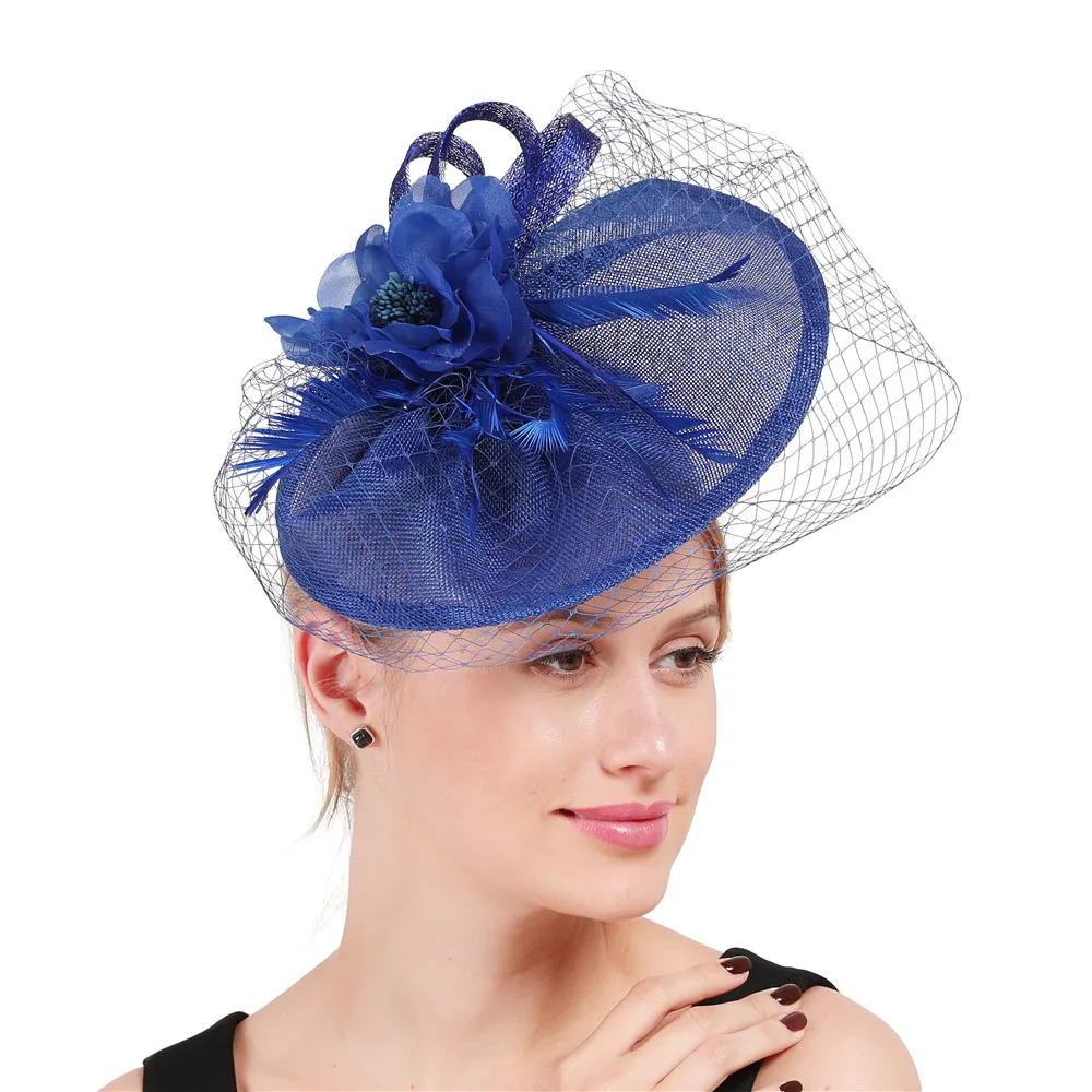 Элегантные Заколки для волос в стиле миллинери с сеткой для невесты, красивые заколки для волос в виде цветка, перьев, головные уборы для коктейлей, выпускного вечера, вечерние, свадебные аксессуары для волос