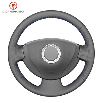 

LQTENLEO Black PU Artificial Leather Car Steering Wheel Cover For Renault Logan 1 Sandero Lada Largus Nissan Almera G15