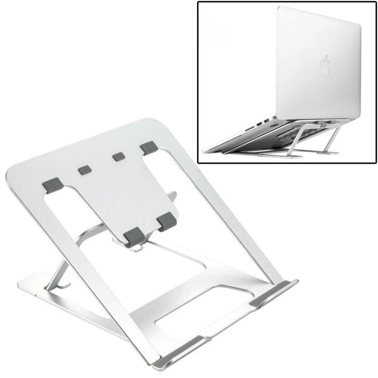 Universal do Extensor da Altura do Portátil Liga de Alumínio Dissipação de Calor Suporte Dobrável Portátil Computador Prata