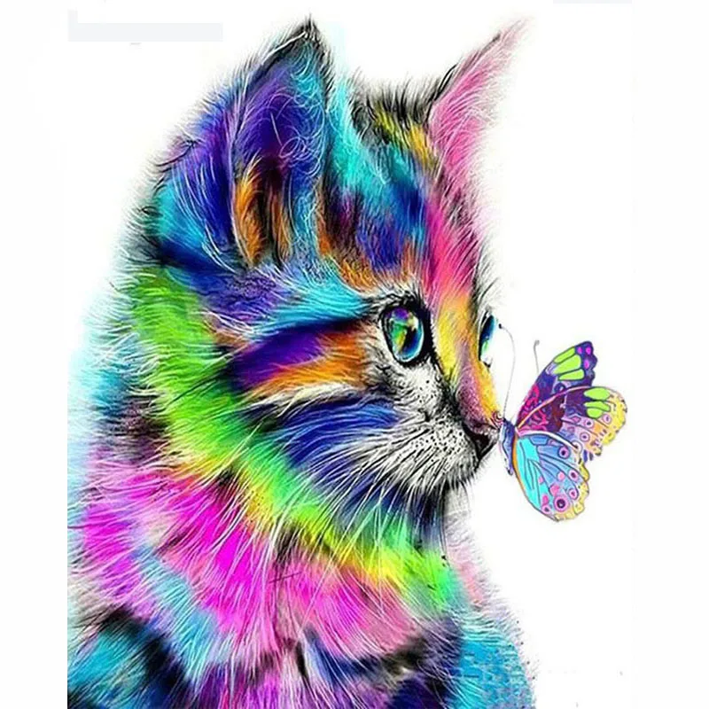 Мультфильм кошки бабочка 5D DIY животные алмазная живопись полный квадратный Полный Круглый Вышивка/мозаика кристаллами вышивка крестиком для взрослых искусство - Цвет: CFX303