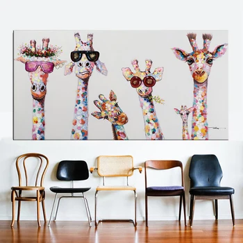 

Giraffe Glasses Colorful Decorative Painting Poster Wall Art Canvas Printing Wall Painting Large Poster Pictures for Living Room