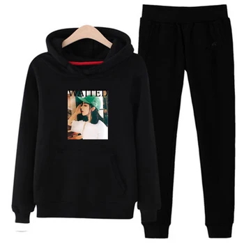 

t35 Hot Selling Women Casual Sportswear Printed Hoodies long-sleeved Suit Femme Sportswear Sets