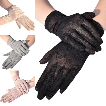 

Mesh Breathable Gloves Lace Floral Driving Gloves Outdoor UV-proof Full Finger Mittens Anti-Slip Fashion Women Gloves 1 Pair
