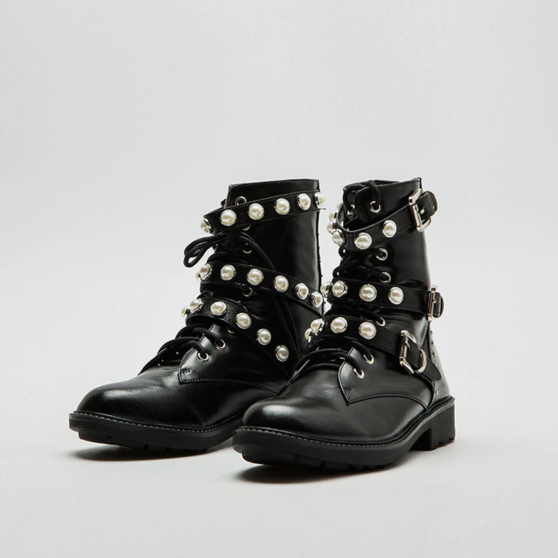 MARTIN BOOTS FEMALE 2019 NEW AUTUMN BRITISH WIND GENUINE LEATHER CROSS PEARL WITH ANKLE WOMEN'S MOTORCYCLE | Обувь