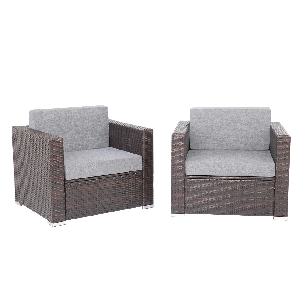 

2PCS Outdoor Rattan Wicker Conversation Furniture Set,All Weather Coffee Table Rattan Garden Sofa Set Sectional Couch,Long Seat