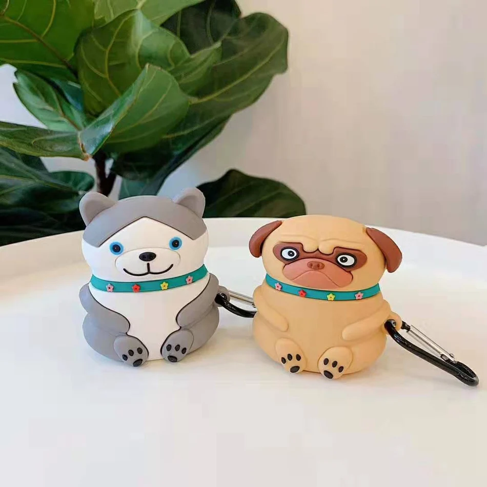 Для AirPods чехол 3D игривый мультфильм щенок арахисовое выражение чехол для Airpods 2/i10/i11 TWS Защитная крышка с крючок карабина
