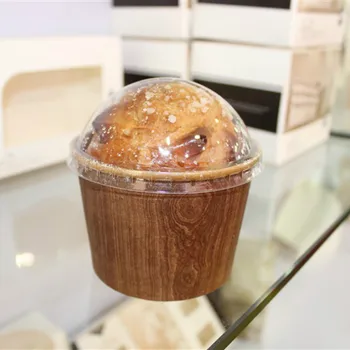 

50pcs 85mm caliber kraft paper ice cream paper bowl birthday party favors cake fruit dessert boxes round disposable cup with lid