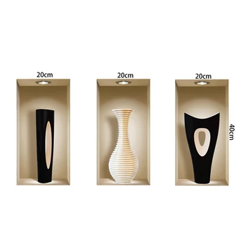 

New 3D Vase Murals Removable Wall Sticker Room Decoration Rectangle Art Decals for Livingroom Bedroom Sofa Vintage Home Decor