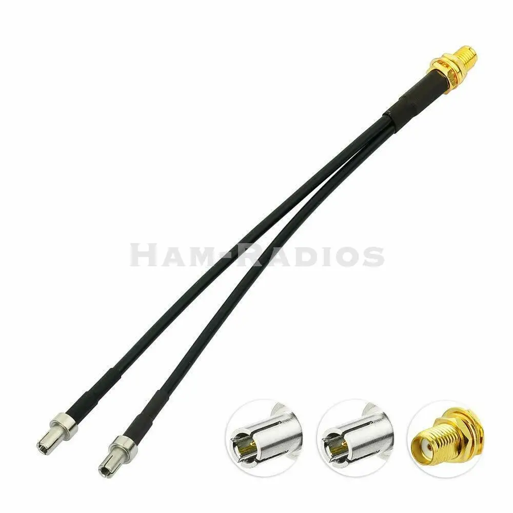 

YiNiTone 30cm SMA Female Bulkhead to Dual Two TS9 Male Splitter Adapter RF Coax Jumper Cable
