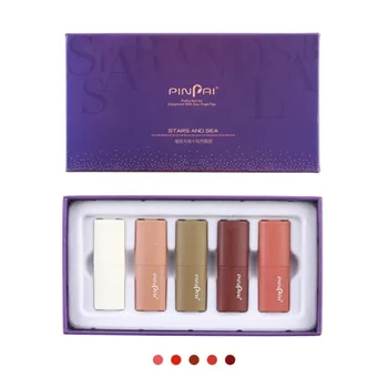 

5pcs Matte Lip Gloss Set Long-lasting Waterproof Non-stick Cup Velvet Lip Glaze Lipstick Kit