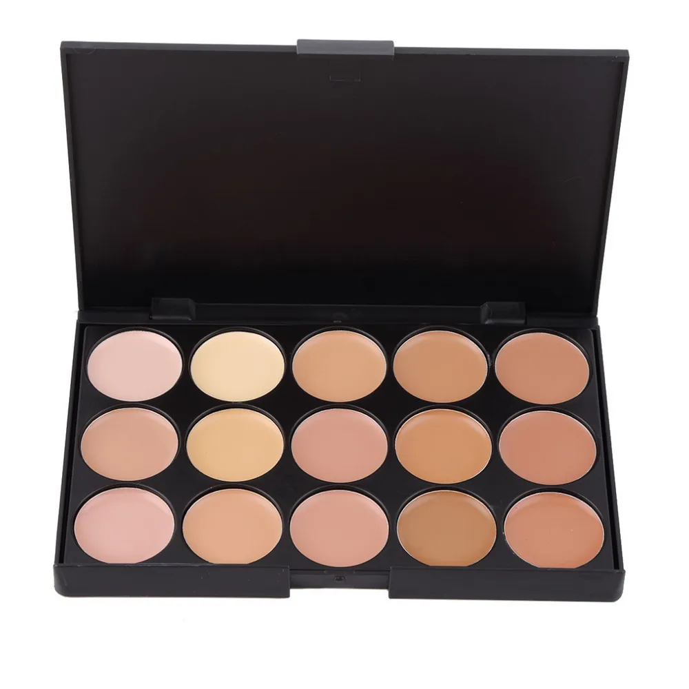 2019NEW Professional 15 Color Concealer Palette Facial Face Cream Makeup Base Palettes+10pcs Brushes+Puff Cosmetic Makeup Set