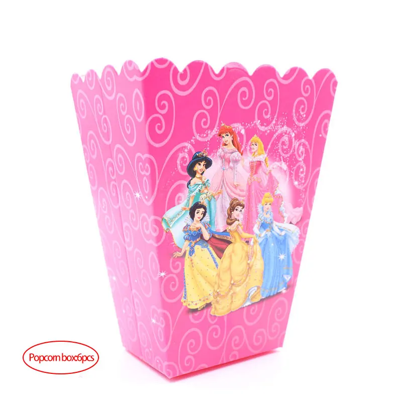 popcorn box Мультфильм Принцесса Вечерние с днем рождения бумаги посуда воздушный шар алюминиевая пленка для дома вечерние Рождественские Свадебные принадлежности - Цвет: popcorn box