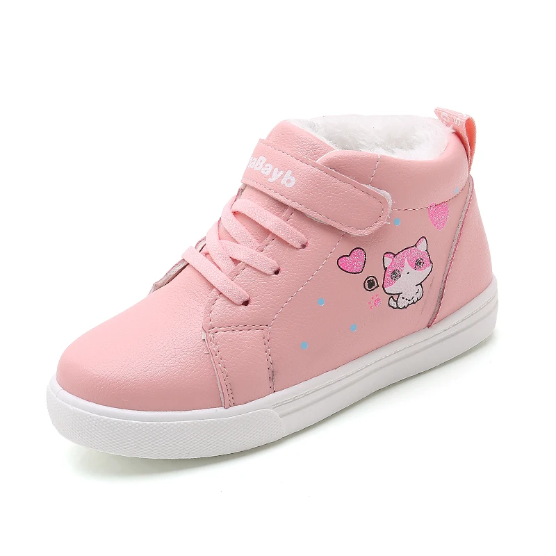 Хлопковая обувь для мальчиков; бархатные Детские Мультяшные сапоги; зимняя обувь для маленьких девочек; новые зимние сапоги; цвет розовый, черный, белый; SSJ053