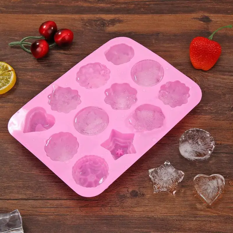 12 Shapes Silicone Mooncake Mold Handmade Non-Toxic Easy Demoulding Clean Durable Safe Soap Mold Non-Stick Cake Baking Tools