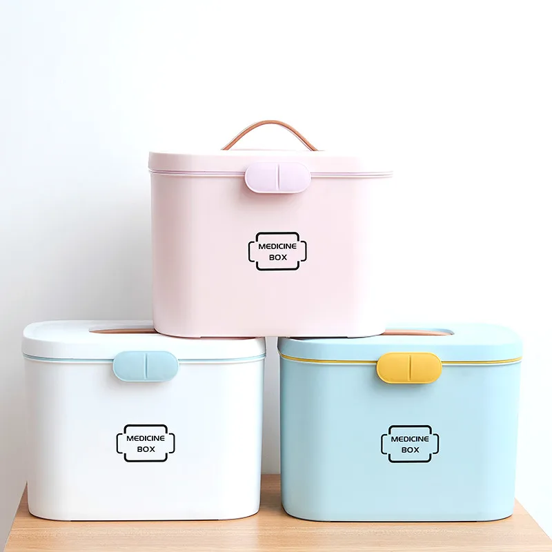 

Household Portable Cute First Aid Top Case Double-Layer Medicine Box Family Emergency Kit Storage Organizer with Large Capacity