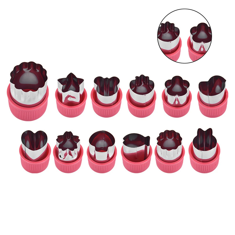 New 12Pcs Mini Vegetable Fruit Cutter Mold Cake Cookies Cutter Flower Shape Mould Stainless Steel Baking Tools Kitchen Gadgets