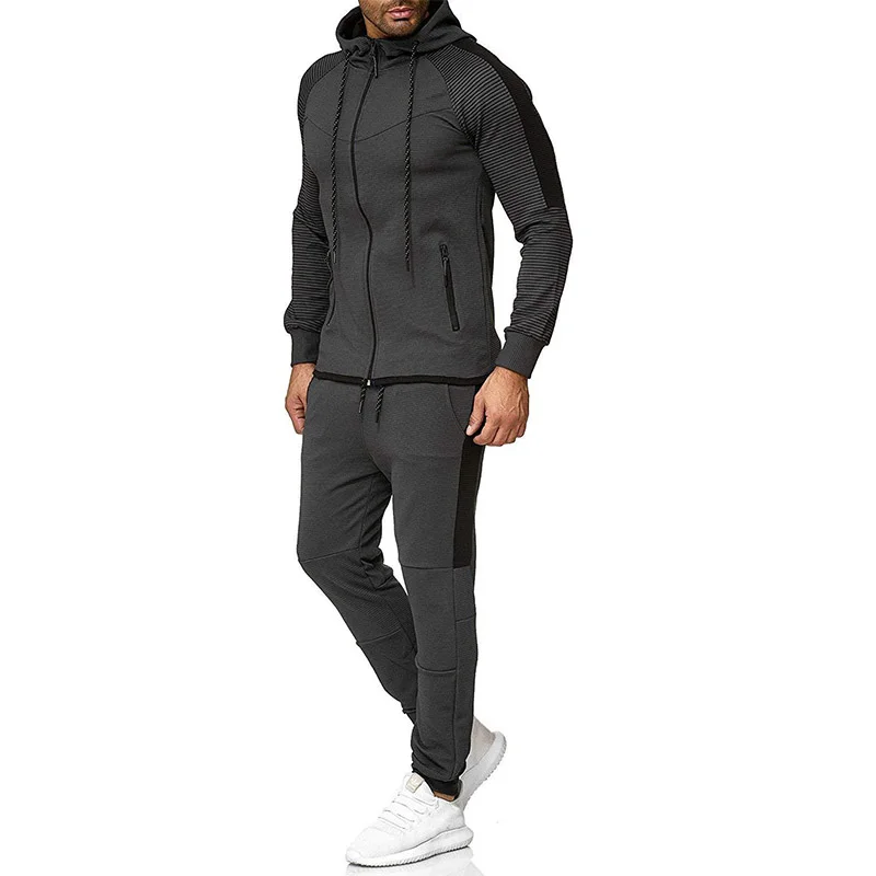 Белые мужские спортивные костюмы из двух частей 5xl, толстовки, спортивный костюм для фитнеса, мужской комплект, Мужская одежда, Осенний брендовый спортивный костюм для мужчин - Цвет: Grey 33