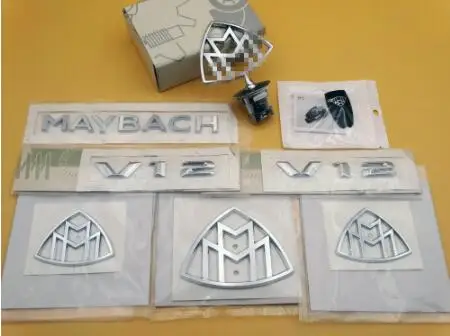 8PCS Set for Maybach S-Class Hood Standing Fender Rear Badges V12 W222 W221 - Цвет: silver