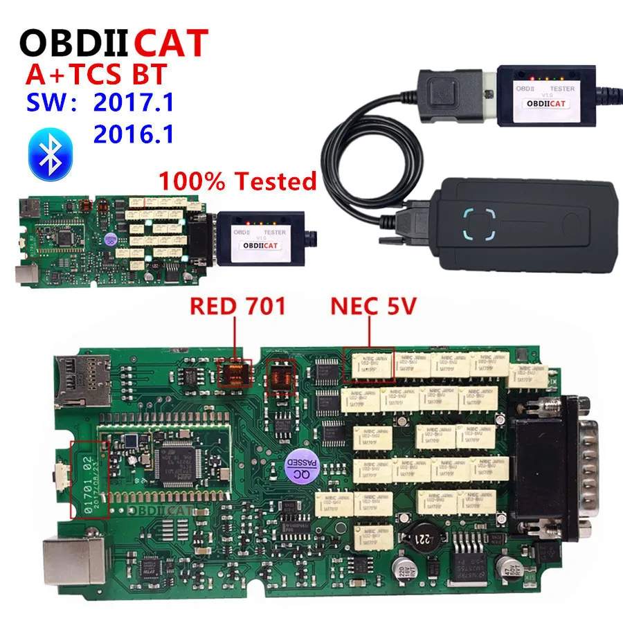 Новый полный набор OBDIICAT-WOW с Bluetooth 2016.R1/2017.R1 ключом obd2 диагностический инструмент