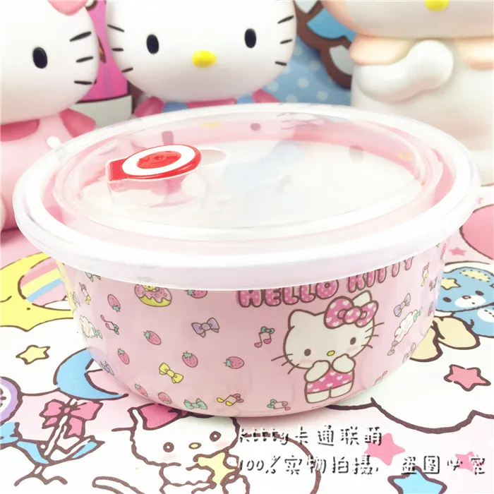 Hellokitty коробка для хранения свежая чаша лапши быстрого приготовления герметичная коробка анти-падение фрукты еда Ланч-бокс для хранения пищевой контейнер