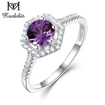 

Kuololit Alexandrite Gemstone Rings for Women Solid 925 Sterling Silver Color Change Stone Ring Engagement Gift Fine Jewelry