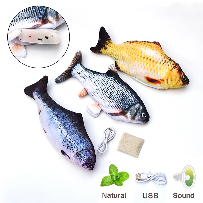 

Electric Plush Catnip Fish Toy for Cat Playing Training Tool Cats Pets Mint Fish Chew Toys Cat Rest Bite Pillow Scratch Board