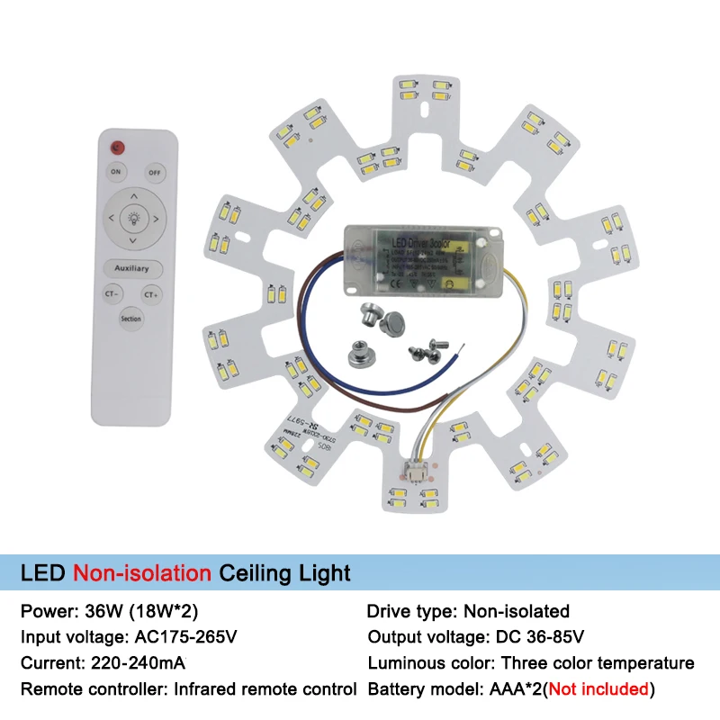 Светодиодный 5730 SMD магнитный 2,4G wifi смарт Модифицированная плата для спальни дома фойе светодиодный потолочный светильник Замена с пультом дистанционного управления - Цвет корпуса: e-18x2Wnoisolation