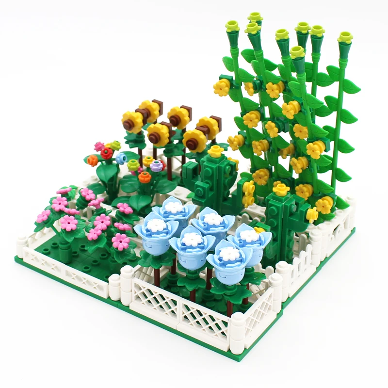 정원 빌딩 블록 해바라기 튤립 벽돌 MOC 꽃 조립 부품, 어린이 DIY 꽃 세트, 도시 블록 장난감 선물, 6 꽃