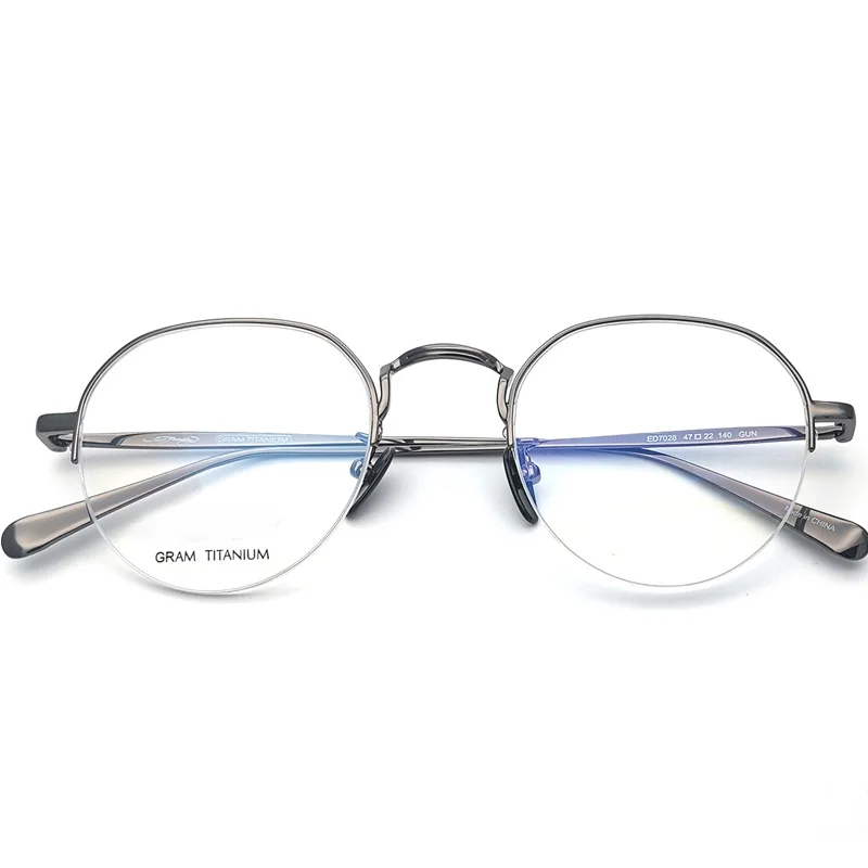 

Titanium frame grey reading half rim glasses 2020 wholesale metal good quality men and women eyewear