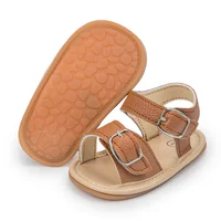KIDSUN 2021 Newborn Baby Sandals Shoes Infant Girl Boy Summer Outdoor Rubber Learther Anti-slip Flat Soft Toddler First Walkers 2