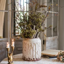 Ретро французские керамические баночки для хранения, шикарная сухая ваза для цветов, скандинавский свежий контейнер с цветочным узором, украшение для домашнего рабочего стола, органайзер, баночка