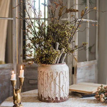 

Retro French Ceramic Storage Jars Chic Dry Flower Vase Scandinavian Fresh Floral Container Home Desktop Decoration Organizer Jar
