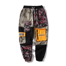 Осень и Зима хип-хоп Уличная мода Камуфляж Свободные ноги мужские спортивные и досуг рабочие брюки девять очков брюки