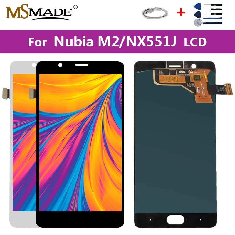 

5.5"Original AMOLED For ZTE Nubia M2 NX551J LCD Touch Screen Assembly Parts For ZTE Nubia M2 Screen Digitizer 100% Tesred