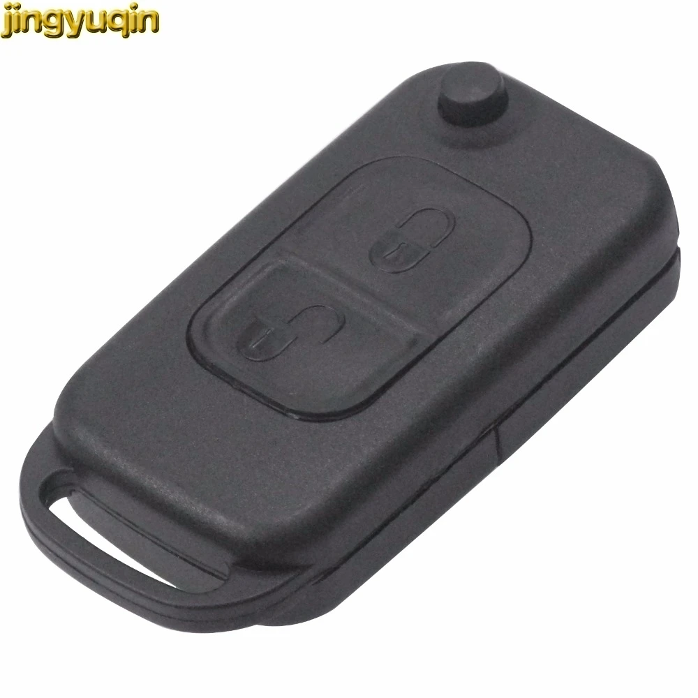 Jingyuqin 2 Buttons Folding Flip Car Key Case Shell Fob Remote Uncut Blade For Mercedes Benz B200 A160 W124 W202 W210 HU39 Blade
