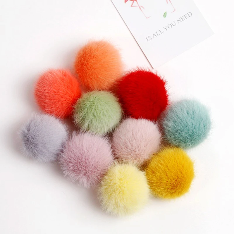 100 Pcs Mixed Colors Pom Ball Faux Mink Fur 3cm Pompon Bead Fluffy Ball