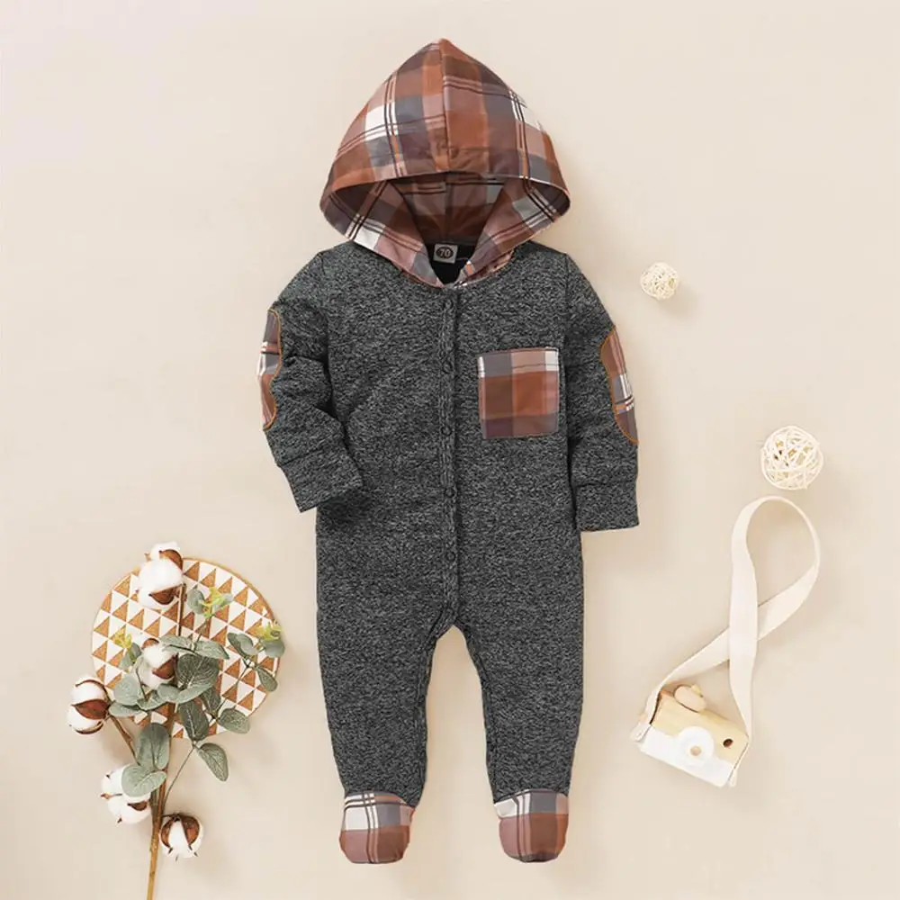 

Newborn Winter Wram Onesies Baby Clothes Boy 6 Months Baby Girl Romper Long Sleeve Print Gray Jumpsuit Infants Swaddling Clothes