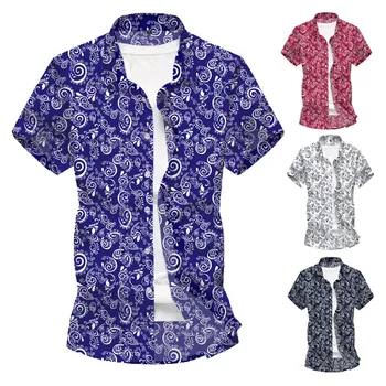 

Plus size Summer Print Men Shirt Turn-down Collar Short Sleeve Casual Beach Hawaiian Shirts Men Streetwear Camisa 2020 3XL