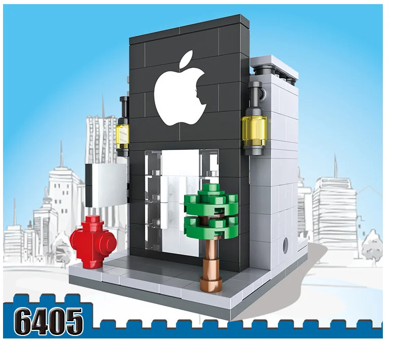 Детские строительные блоки игрушки 3D Мини город улица вид магазин Diy серии для детей подарок совместимы