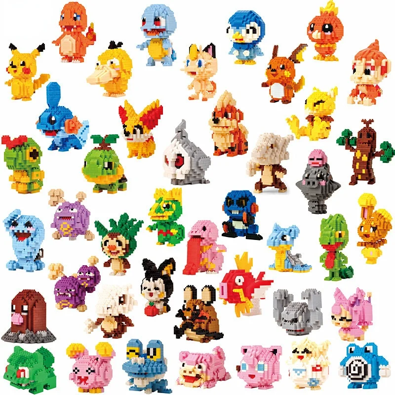 New Pokemon Education Assemble Toys Pikachu Charmander Psyduck Snorlax Gengar Model Building Block Cartoons Figure Mini Bricks | Игрушки и