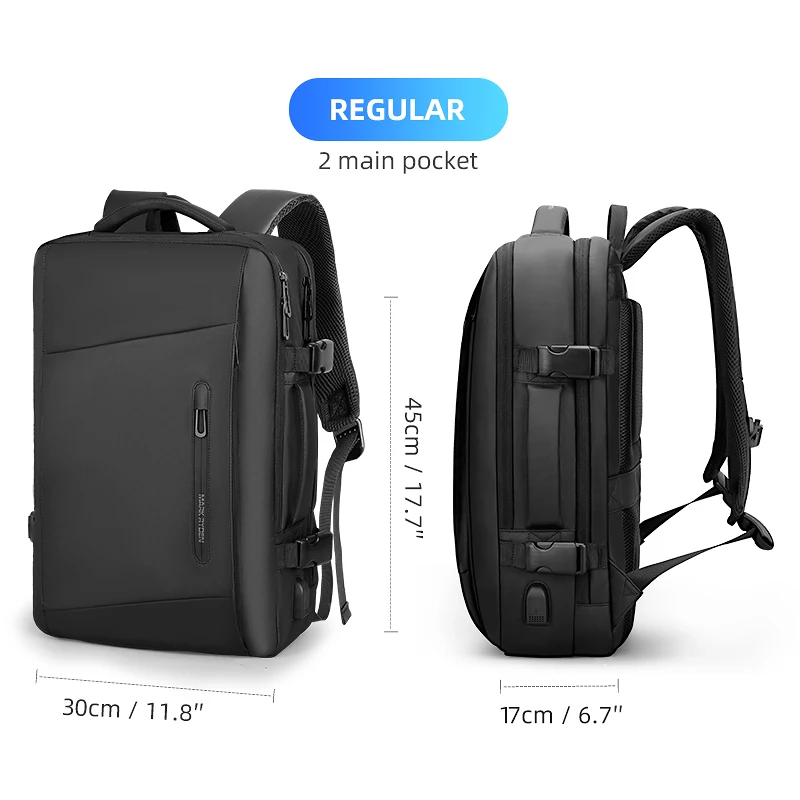 Mark Ryden 17 inch Laptop Backpack Raincoat Male Bag USB Recharging Multi-layer Space Travel Male Bag Anti-thief Mochila